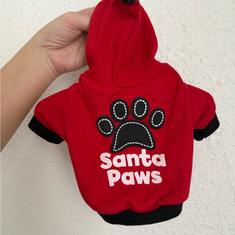 Red Santa Paws Dog Hoodie
